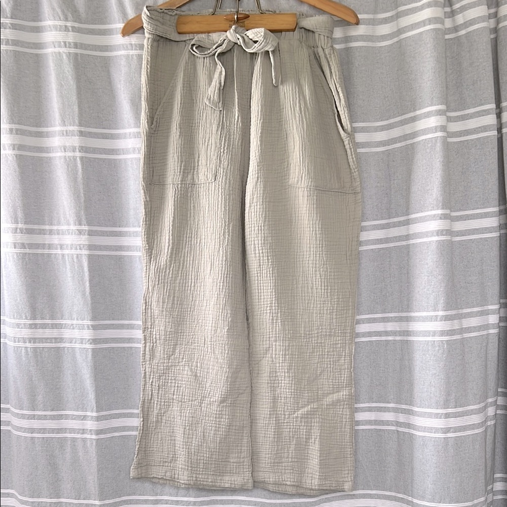 Sincerely Jules | Gray Belted Gauze Pants in Large